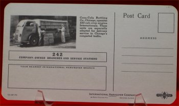 Coca Cola International Harvester Truck Postcard - 1930s