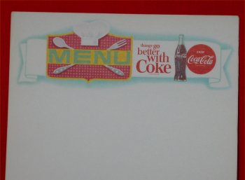 50 Coca Cola Menu Sheets - 1960s