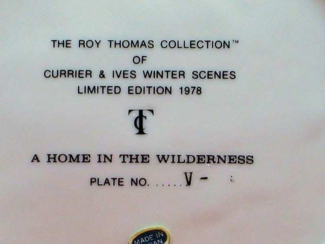 Currier & Ives A Home in the Wilderness Plate by Roy Thomas