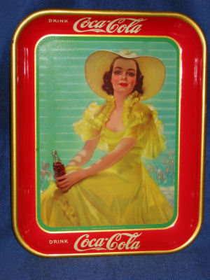 1938 Coca Cola Tray - Girl in the Yellow Dress