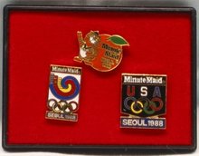 Minute Maid Seoul Olympics Pin Set - 1988