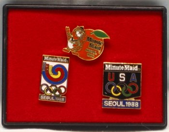 Minute Maid Seoul Olympics Pin Set - 1988