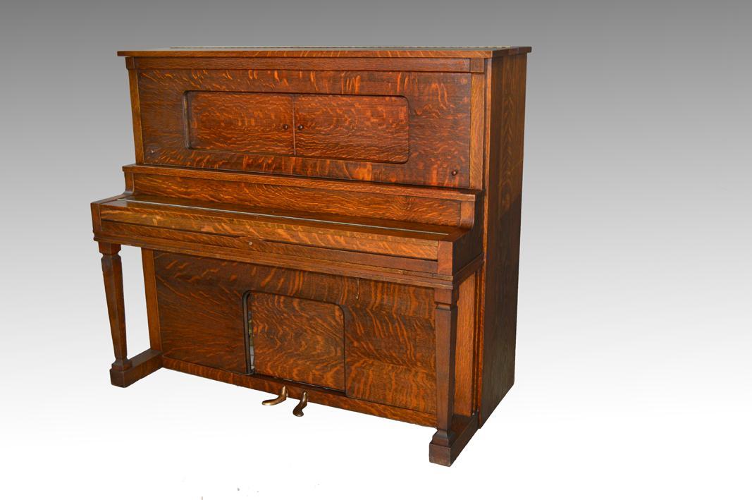 15537 Antique Victorian Oak Player Piano by Aeolian Company