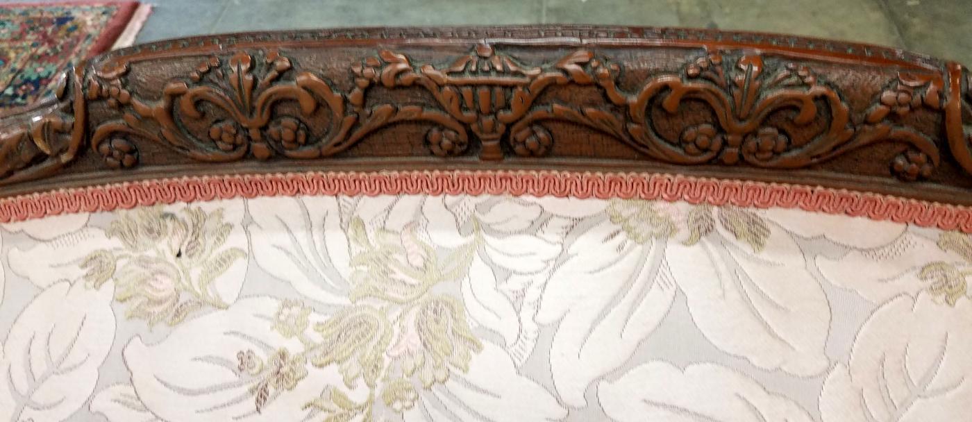 19536 French Victorian Shapely Carved Sofa