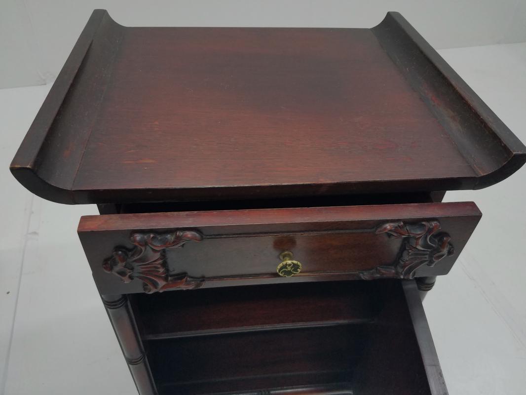 19531 Pair of Mahogany Oriental Nightstands / Night tables