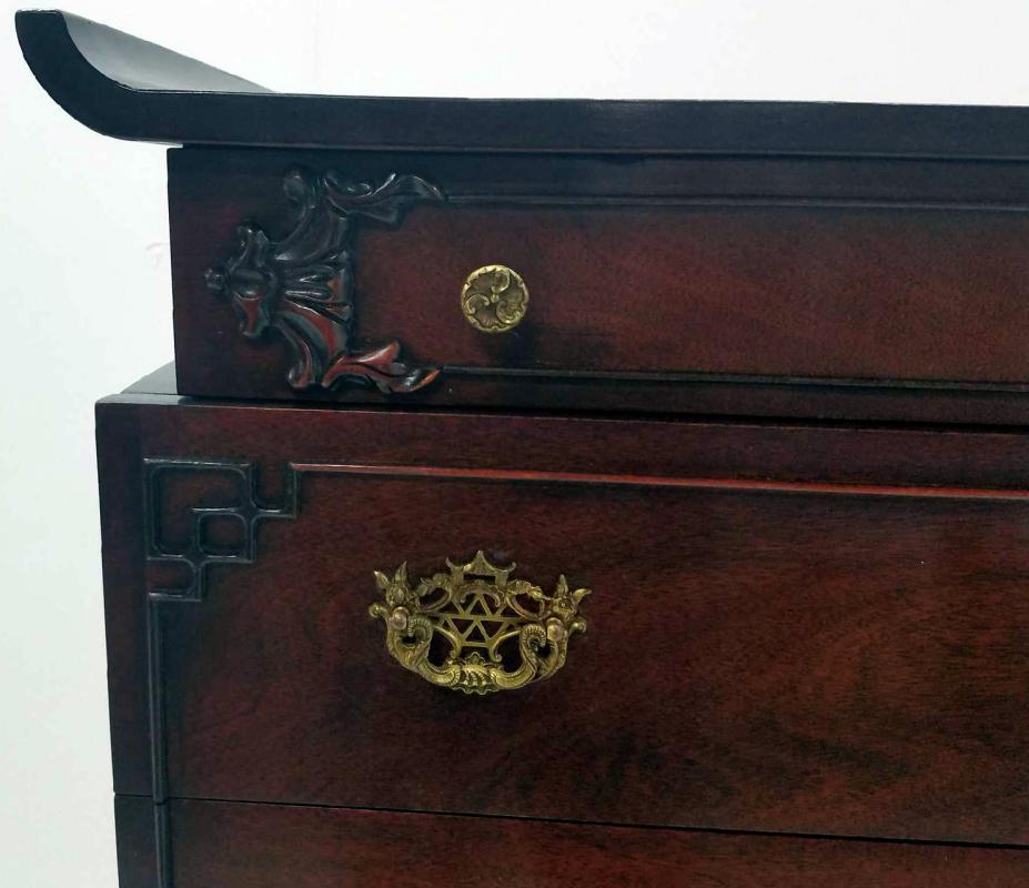 19530 Flame Mahogany Carved Tall Chest