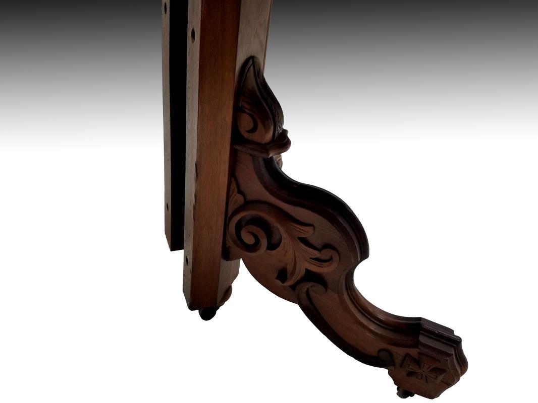 19527 Victorian Carved Walnut Dining Table – 4 Leaves