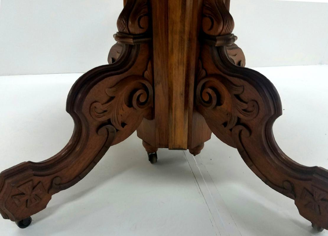 19527 Victorian Carved Walnut Dining Table – 4 Leaves