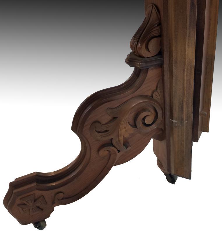 19527 Victorian Carved Walnut Dining Table – 4 Leaves
