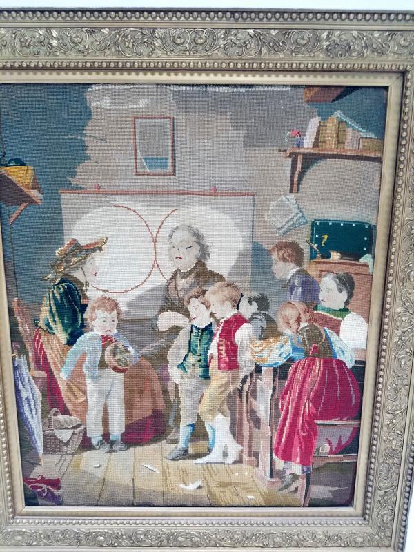 19526 Victorian Framed Needlepoint Picture