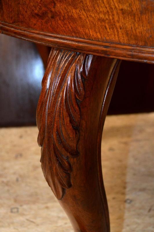 18227 Round Burl Walnut Banquet Table with 7 Leaves Open 13 Feet!