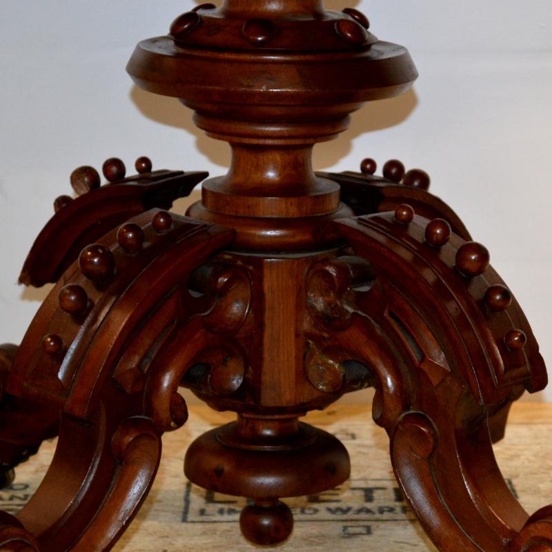 18226 Thomas Brooks Marble Top Heavy Carved Table