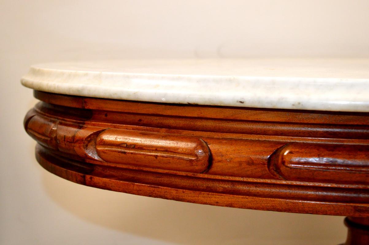 18226 Thomas Brooks Marble Top Heavy Carved Table
