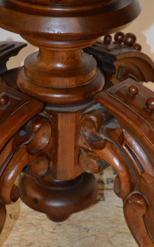 18226 Thomas Brooks Marble Top Heavy Carved Table