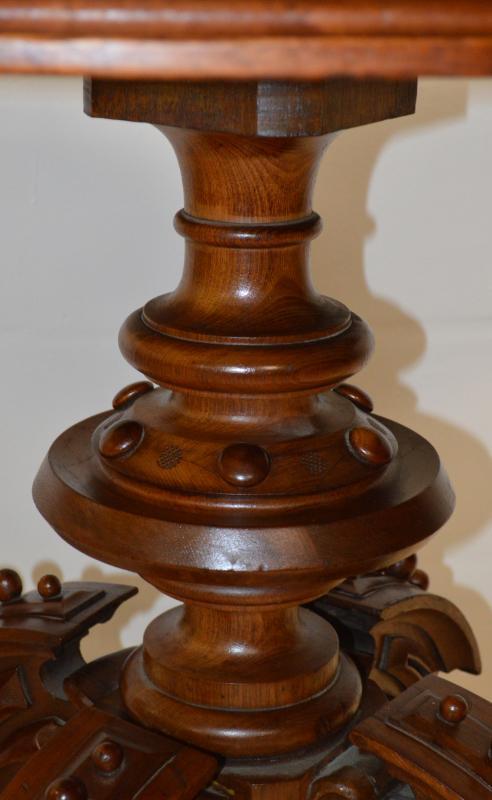18226 Thomas Brooks Marble Top Heavy Carved Table
