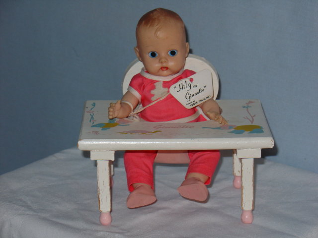 Ginnette Doll,1957, w/Wrist Tag & Feeding Table
