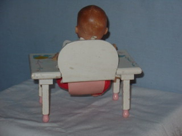 Ginnette Doll,1957, w/Wrist Tag & Feeding Table