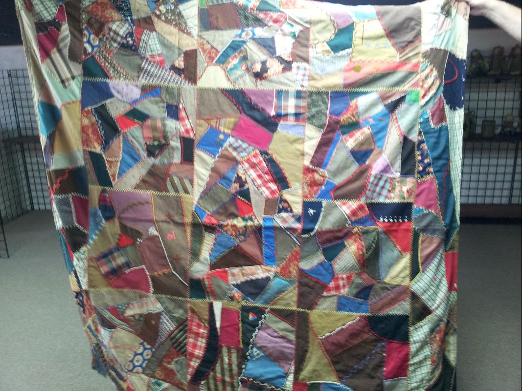 Post Civil War Confederate G.A.R. Flag Crazy Quilt
