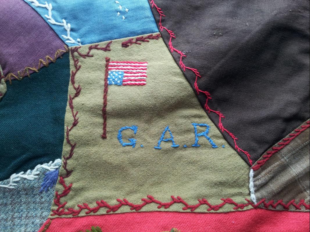 Post Civil War Confederate G.A.R. Flag Crazy Quilt
