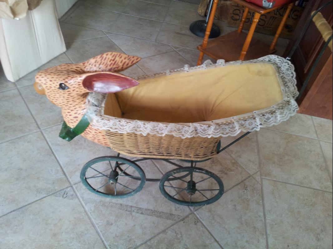 pre 1900's Handmade Rabbit Baby Carriage