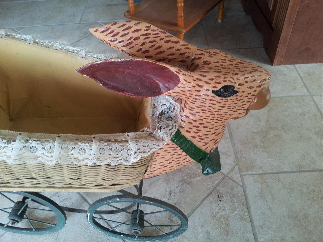 pre 1900's Handmade Rabbit Baby Carriage