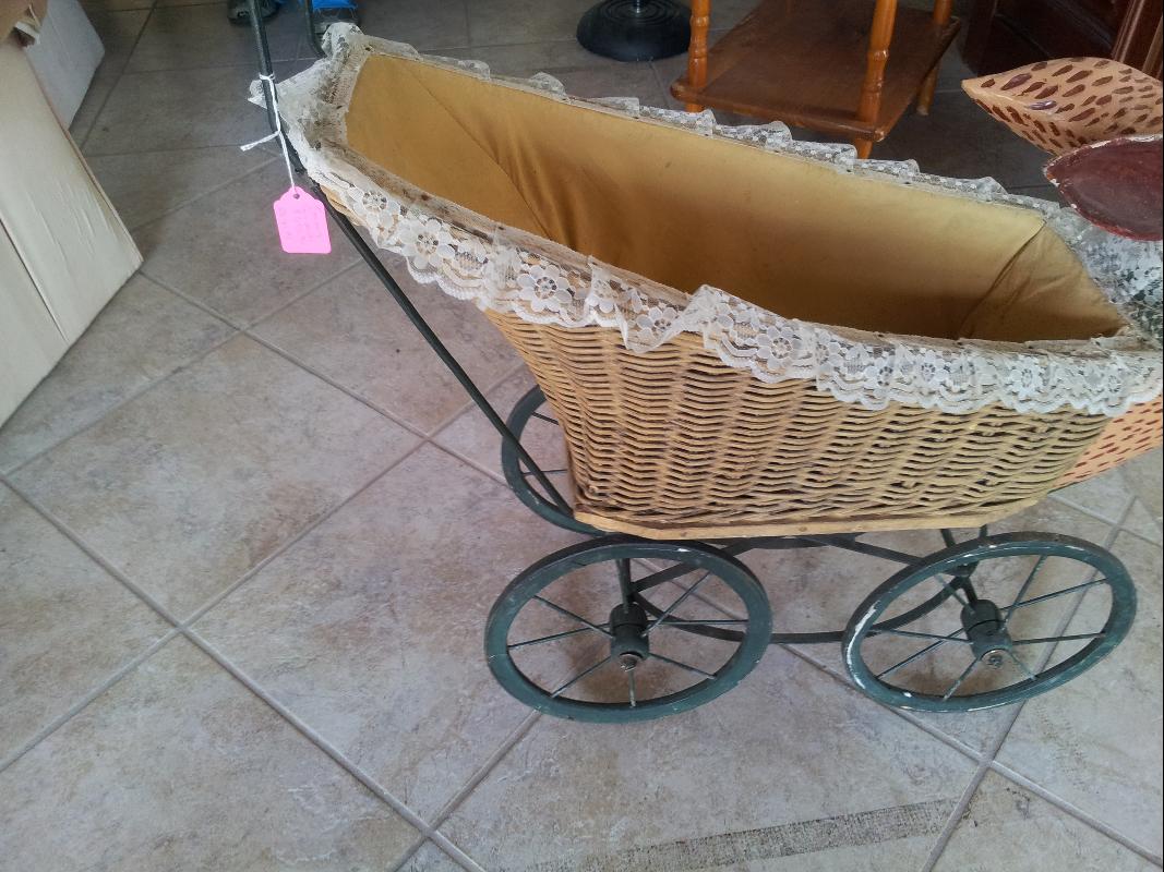 pre 1900's Handmade Rabbit Baby Carriage