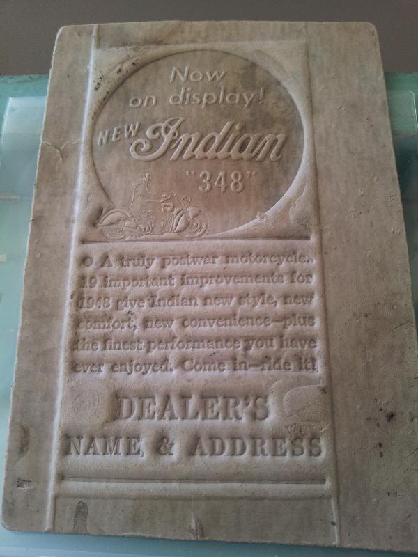 EXTREMELY RARE Indian 348 Motorcycle Print Advertisement Plate