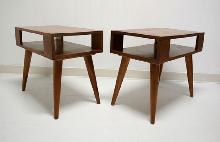 Pair 1950s 60s Vntage Mid Century Modern Conant Ball Style End Tables