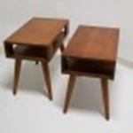 Pair 1950s 60s Vntage Mid Century Modern Conant Ball Style End Tables