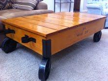 AMBER BLACK IRON COUNTRY PRIMITIVE WOOD FACTORY CART COFFEE TABLE