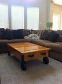 AMBER BLACK IRON COUNTRY PRIMITIVE WOOD FACTORY CART COFFEE TABLE