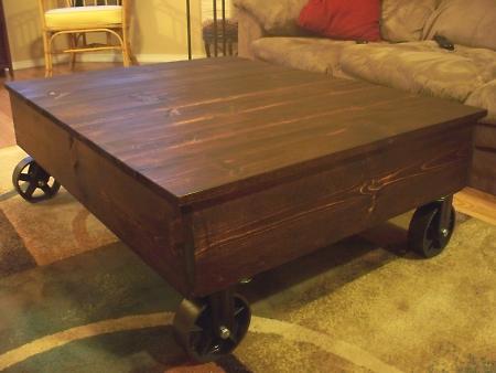 ANAS COUNTRY PRIMITIVE RECLAIMED WOOD FACTORY CART COFFEE TABLE