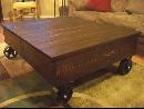 ANAS COUNTRY PRIMITIVE RECLAIMED WOOD FACTORY CART COFFEE TABLE