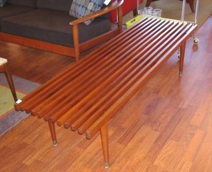 Retro Mid Century 1950 Style George Nelson Inspired Slat Bench Coffee