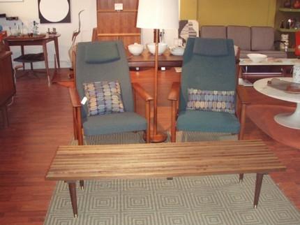 Retro Mid Century 1950 Style George Nelson Inspired Slat Bench Coffee