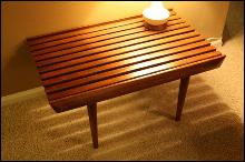Pair Eames Era Mid Century Retro Nelson Style Slat End Tables Side Tab