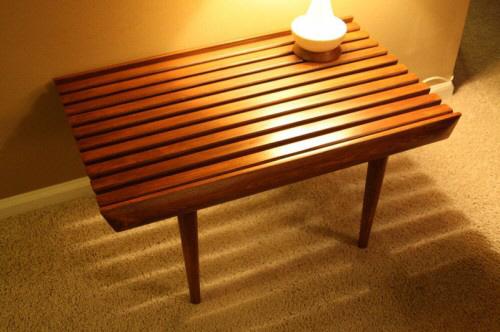 Pair Eames Era Mid Century Retro Nelson Style Slat End Tables Side Tab