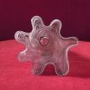 Art Glass Taffy Vase Lavender Swirl White Ruffled Rim