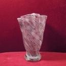 Art Glass Taffy Vase Lavender Swirl White Ruffled Rim