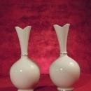 Lenox, Pair of Long neck Vases, Rose Motif White and Gold