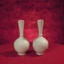 Lenox, Pair of Long neck Vases, Rose Motif White and Gold