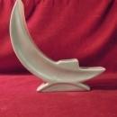 Pair of Vintage Art Pottery Candlesticks, Crescent Moons, Beige