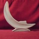 Pair of Vintage Art Pottery Candlesticks, Crescent Moons, Beige