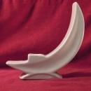 Pair of Vintage Art Pottery Candlesticks, Crescent Moons, Beige