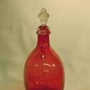 Vintage, Red Art Glass Decanter, Crown Shaped Stopper.
