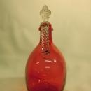 Vintage, Red Art Glass Decanter, Crown Shaped Stopper.