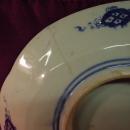 Vintage Confronting Dragon Dish, Blue and White