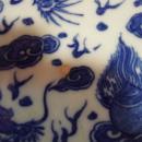 Vintage Confronting Dragon Dish, Blue and White