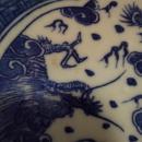 Vintage Confronting Dragon Dish, Blue and White