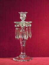 Vintage Glass Candlestick Holder with Prisms